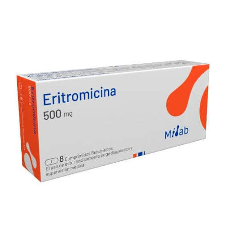 Eritromicina 500 mg x 8 comp - MILAB