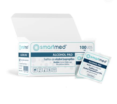 TOALLITAS ALCOHOL PAD 3X3 DOBLE CAPA 70% X 100 LBF